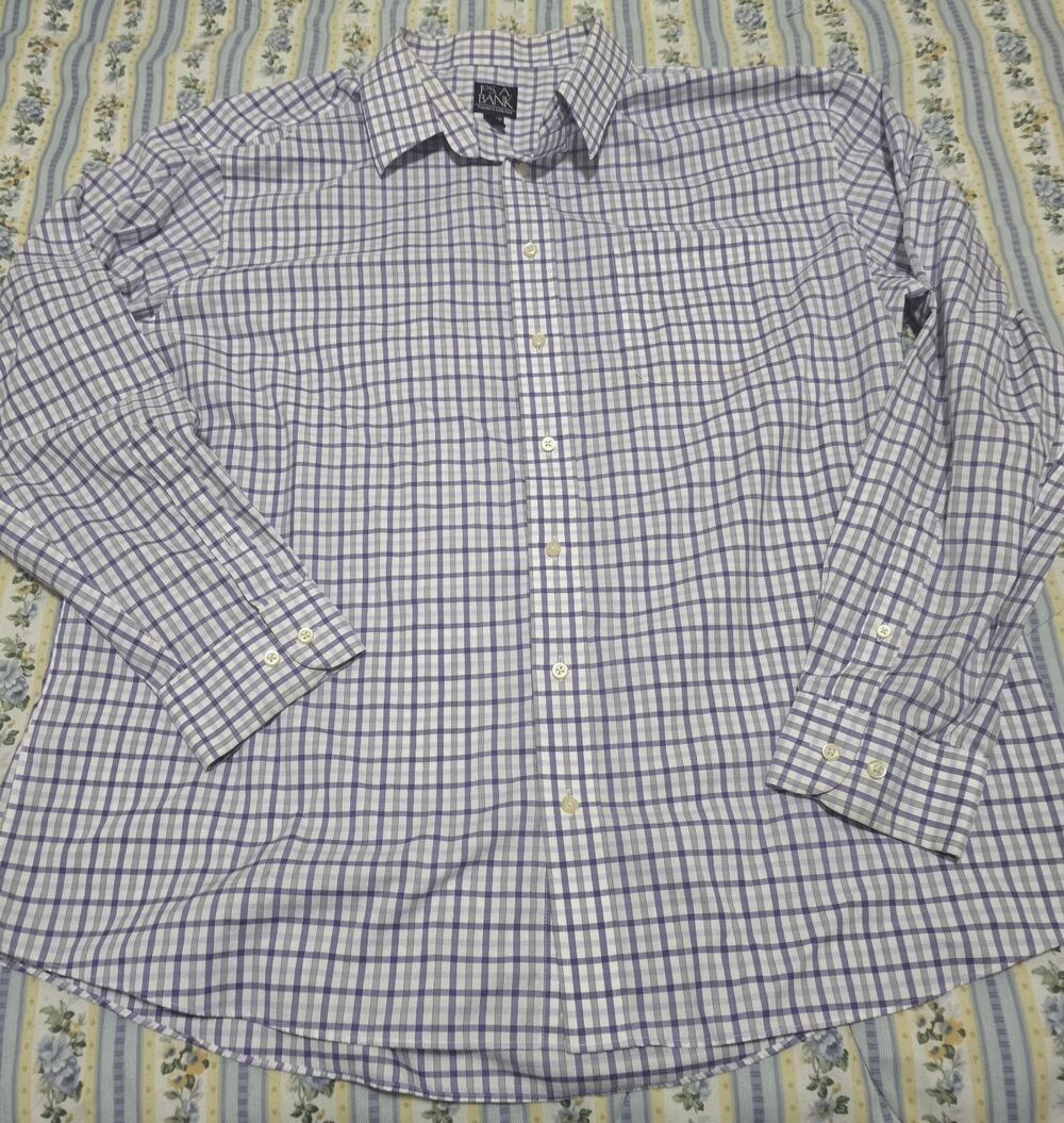 Jos. A. Bank Travelers Collection Mens XXL Plaid Button Down Dress Shirt Cotton